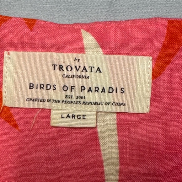 Trovata Birds of Paradis Tank, 100% Linen, Beautiful Tropical Print, Sz Large - Picture 3 of 6